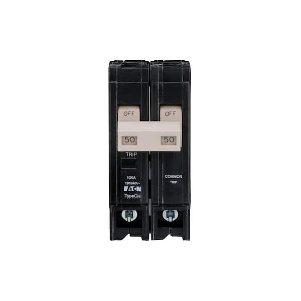 Eaton CH 50 Amp 240 Volts 2-Pole Circuit Breaker with Trip Flag (2)