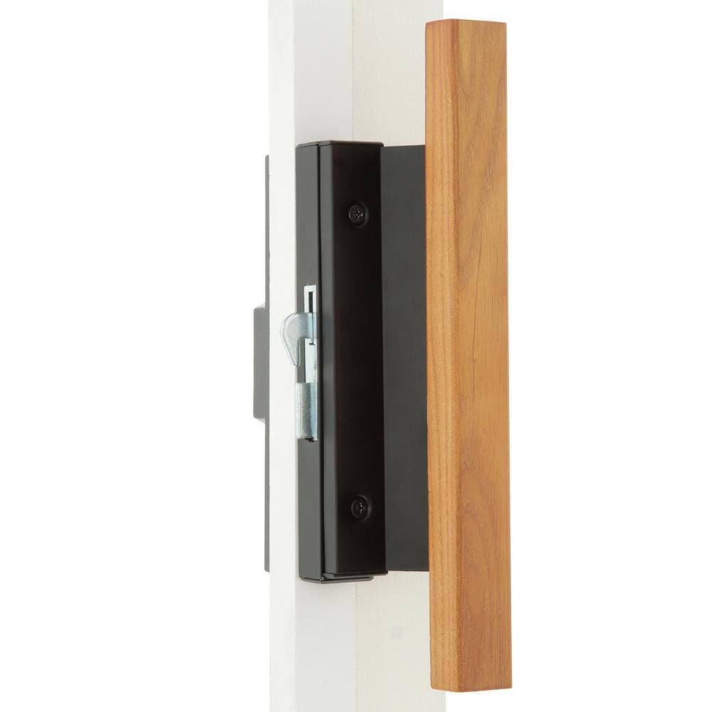 Prime-Line Black Diecast with Hardwood Handle Surface Hook Sliding Patio Door Pull (3)