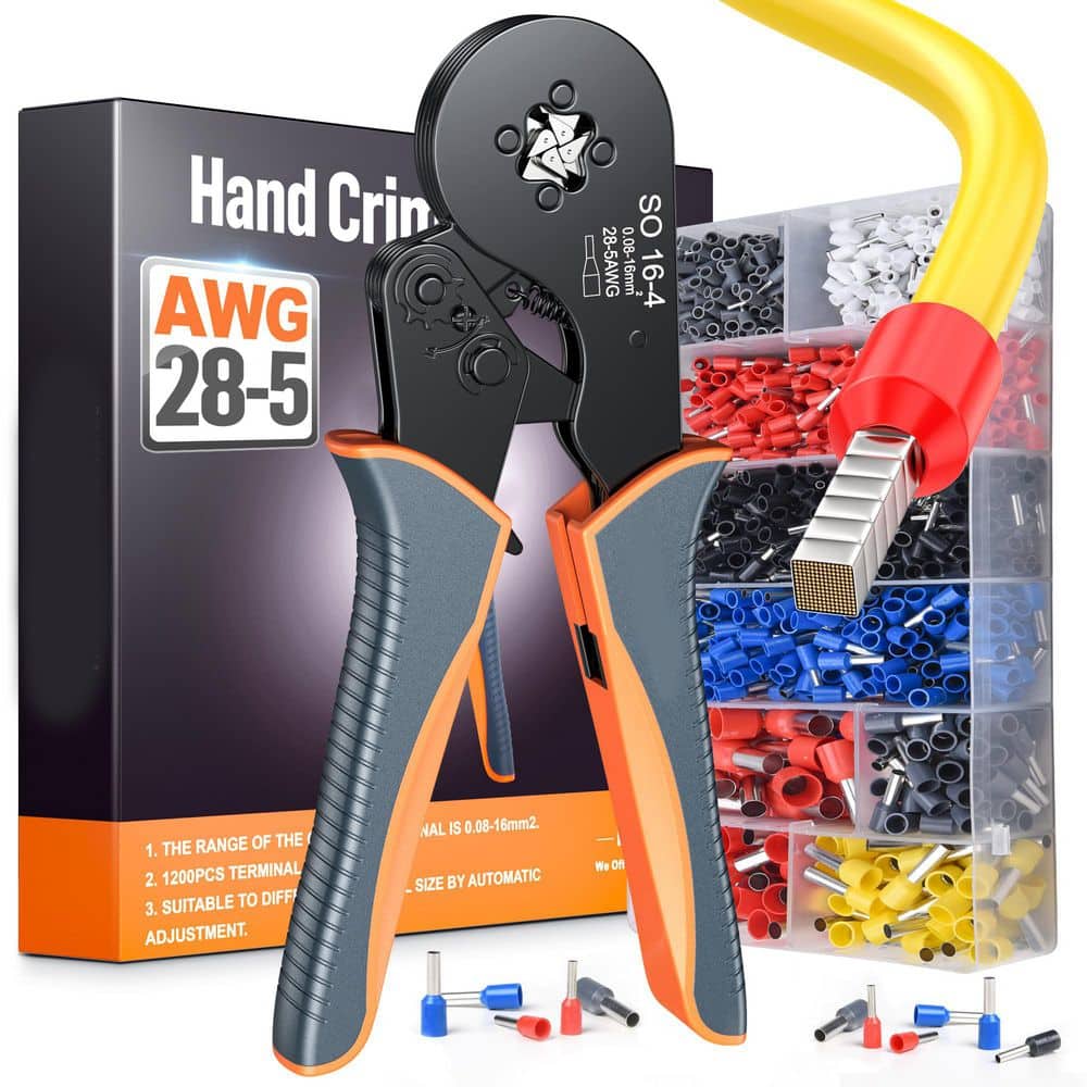 Unbranded Wire Ferrule Crimping Tool Self Adjustable Square Jaw Crimper for Insulated Uninsulated Terminals Cables (3)