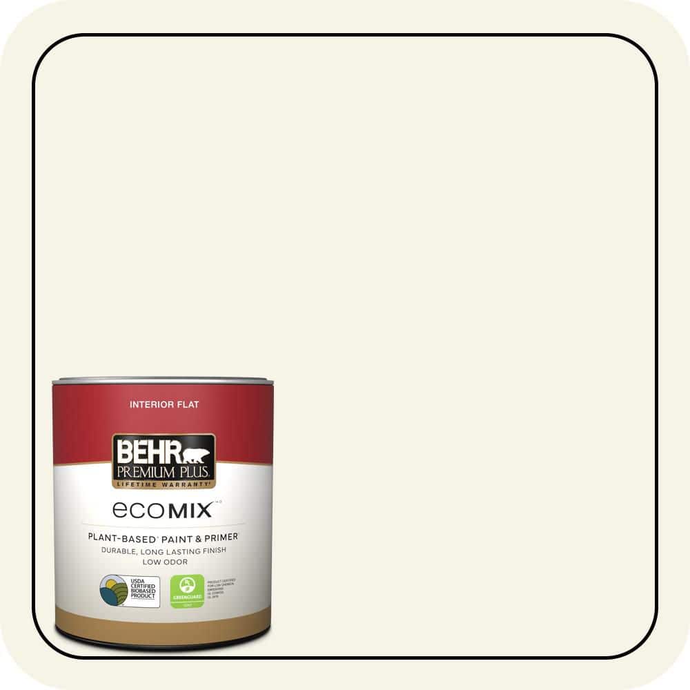 BEHR PREMIUM PLUS #400E-1 Mirage White Flat EcoMix Plant-Based & Primer (1)