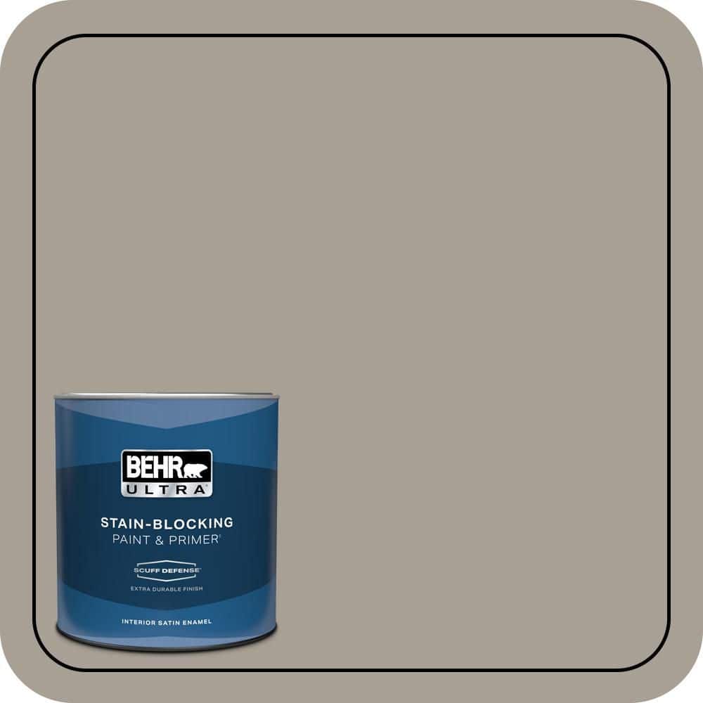 BEHR ULTRA 1 qt. #PPU24-09 True Taupewood Extra Durable Satin Enamel Interior Paint & Primer