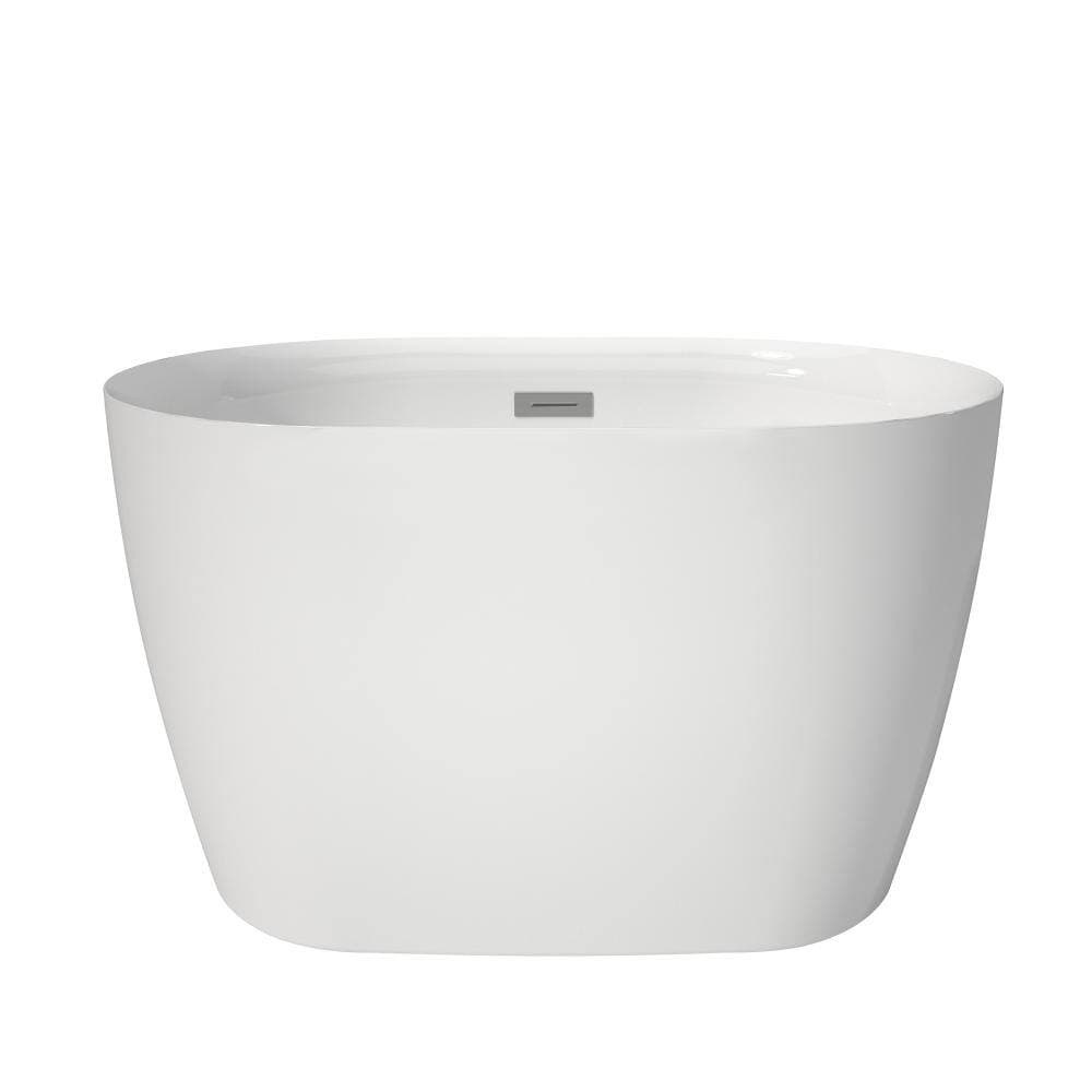 Cuschoice 43 Inch Acrylic Freestanding Bathtub,White,Built In Seat,PMMA Acrylic,High Gloss, Ergonomic Design,Drain Not Included (2)