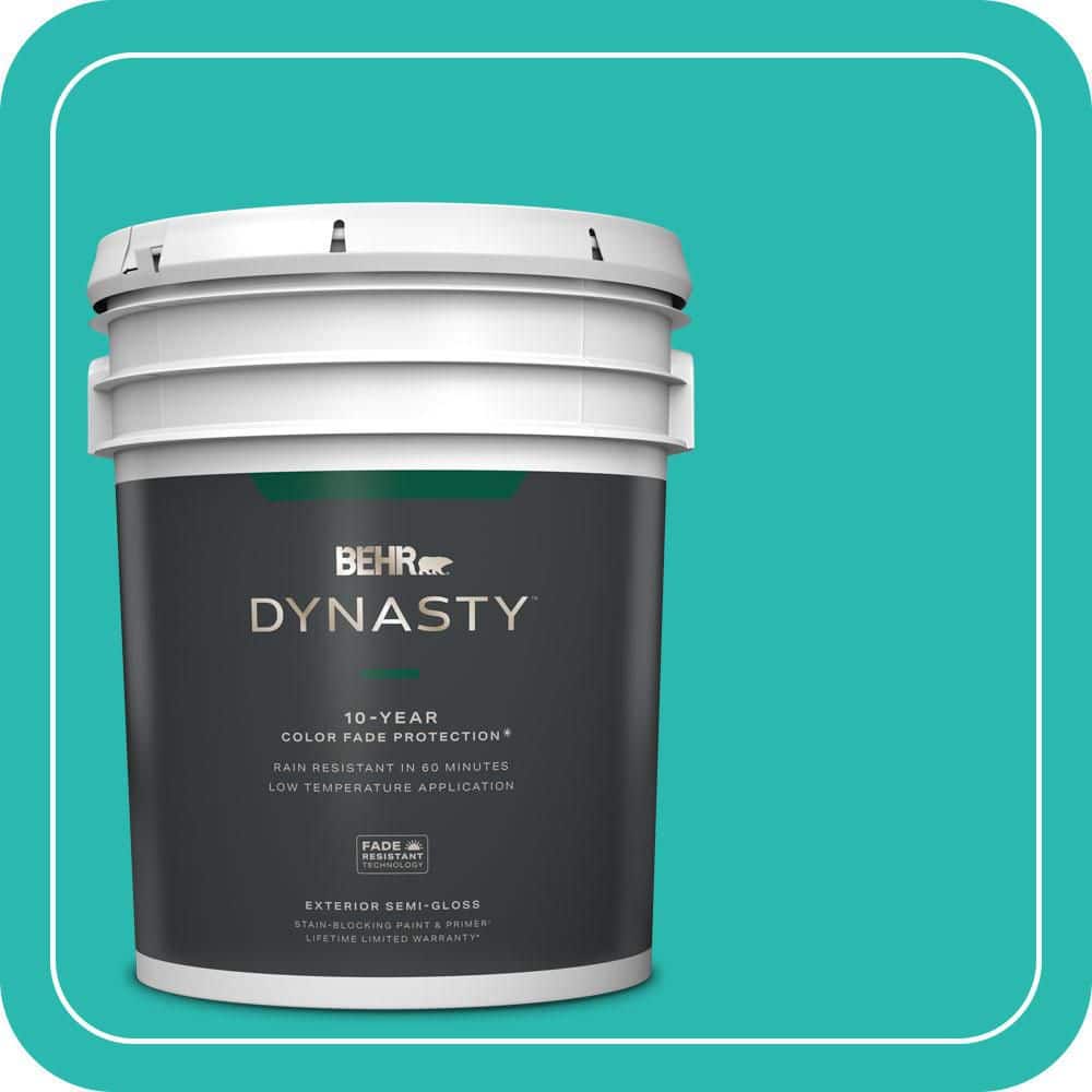 BEHR DYNASTY 5 gal. #P450-5 Island Aqua Semi-Gloss Enamel Exterior Stain-Blocking Paint & Primer