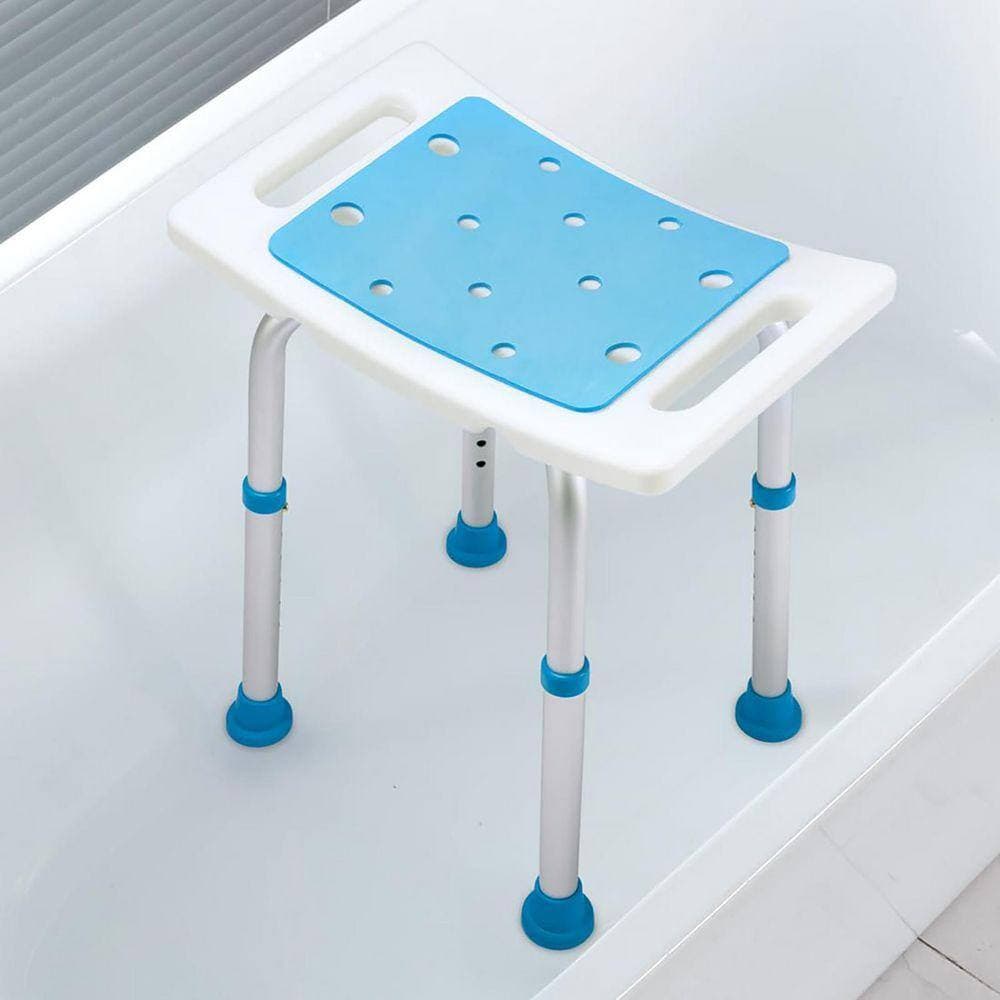Lynzavix 16 in. W Freestanding Adjustable Height Shower Stool with Padded Seat for Seniors Elderly Disabled in Blue (3)