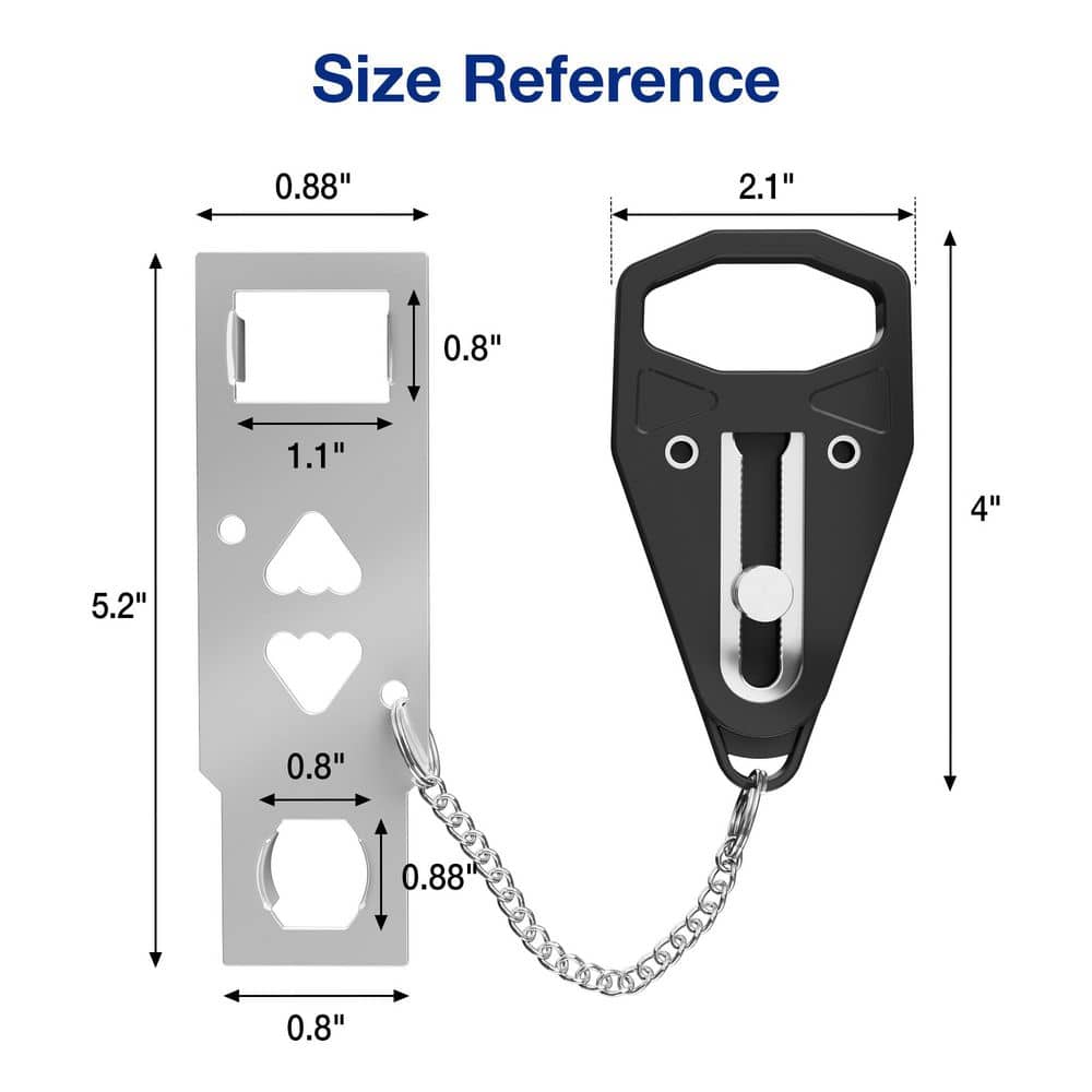 WINSOON Portable Door Lock Black Home Security Door Lock Travel Lockdown Locks for Additional Safety (3)