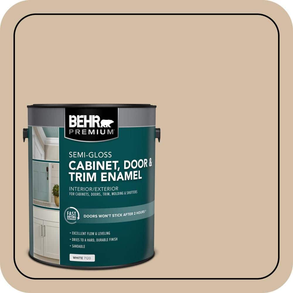 BEHR PREMIUM 1 gal. #HDC-MD-12 Tiramisu Cream Semi-Gloss Enamel Interior/Exterior Cabinet, Door & Trim Paint