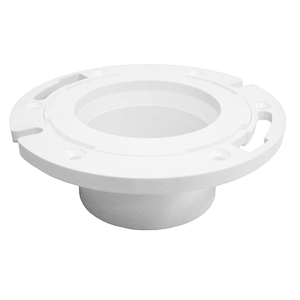 JONES STEPHENS 7-1/8 in. O.D. Plumbfit PVC Closet (Toilet) Flange w/Plastic Swivel Ring, Fits Over 3 in. or Inside 4 in. Sch. 40 Pipe