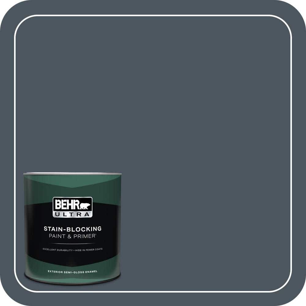 BEHR ULTRA 1 qt. #N480-7 Midnight Blue Semi-Gloss Enamel Exterior Paint & Primer