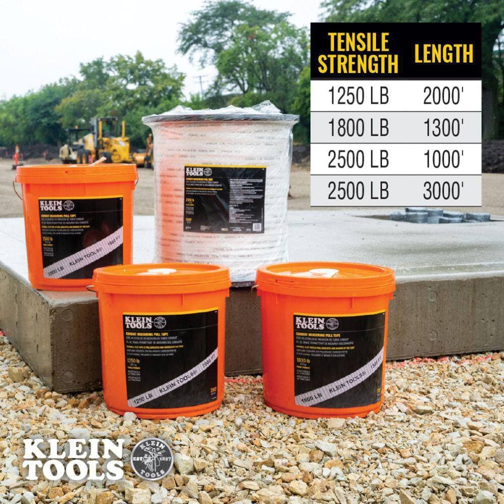 Klein Tools 1300 ft. Conduit Measuring Pull Tape 1800 lbs. Tensile Strength (2)