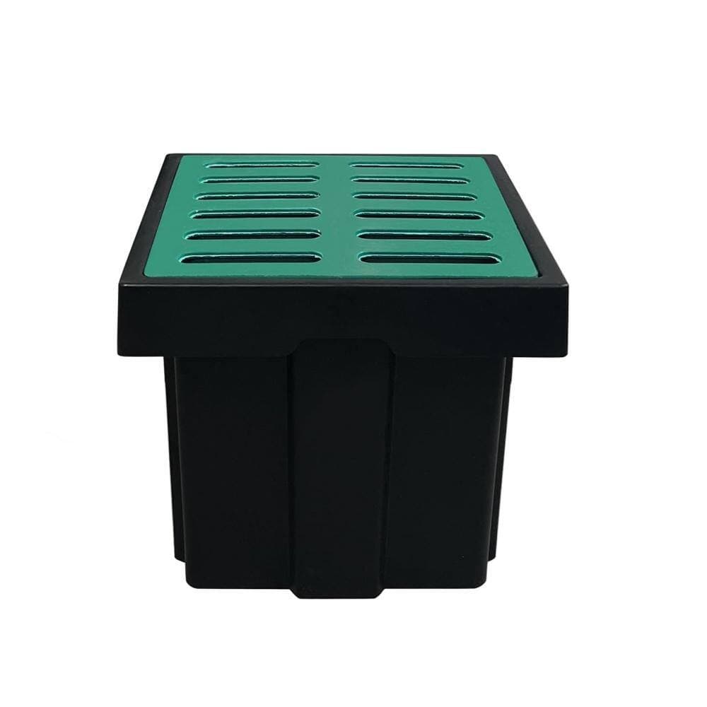 Helhom 18 in. x 18 in. x 15 in. Catch Basin for Drainage with Fiberglass Grate and Debris Basket