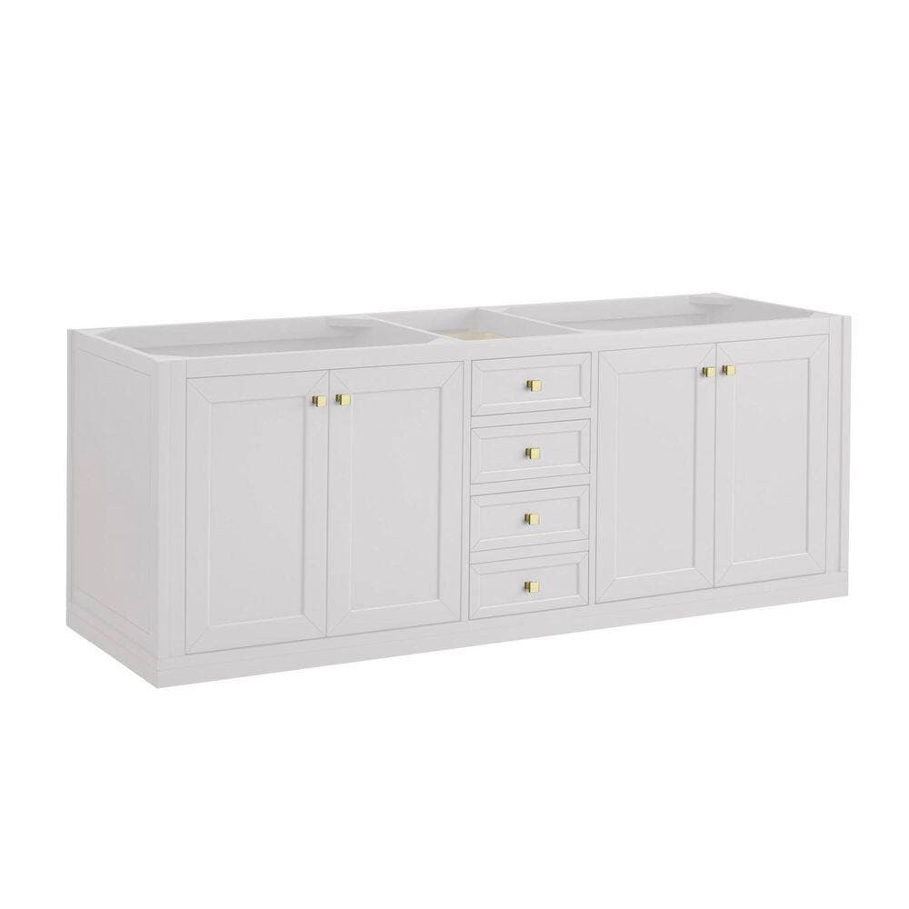 James Martin Vanities Chicago 71.9 in. W x 23.3 in. D x 32.6 in. H Double Bath Vanity Cabinet Without Top in Glossy White (2)