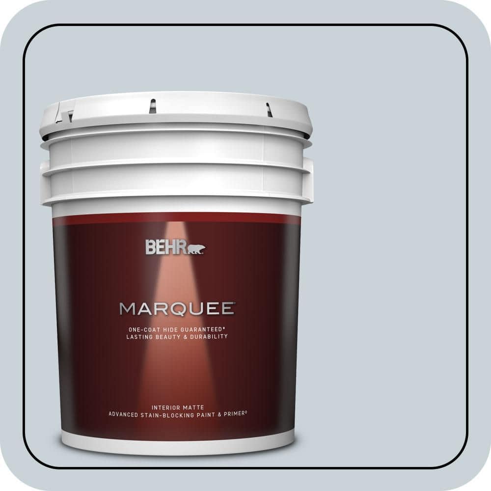 BEHR MARQUEE 5 gal. #N480-1 Light Drizzle Matte Interior Paint & Primer