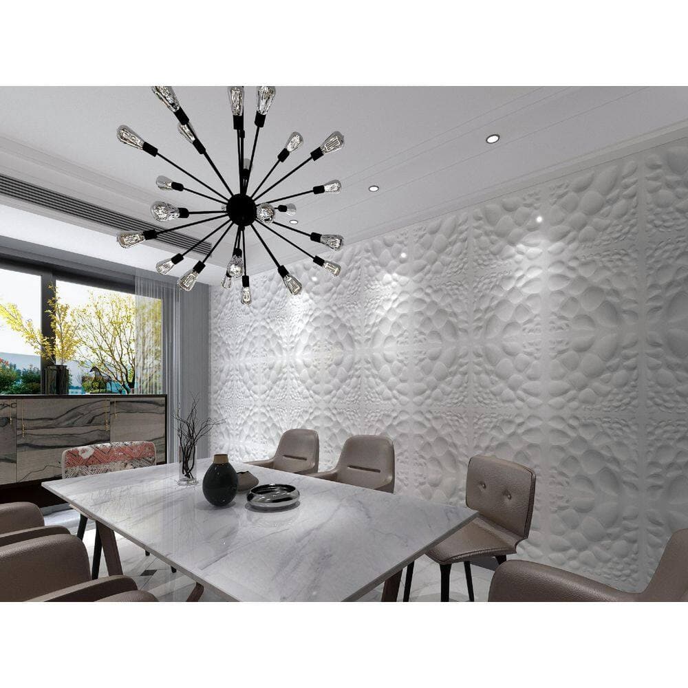 Dundee Deco Falkirk Ross 2/25 in. x 19.7 in. x 19.7 in. White PVC Abstract 3D Decorative Wall Panel 5-Pack (2)