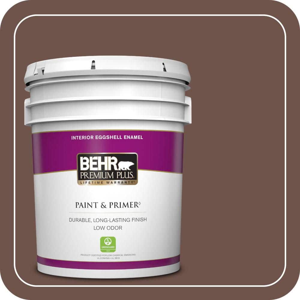 BEHR PREMIUM PLUS 5 gal. #N150-6 Coffee Beans Eggshell Enamel Low Odor Interior Paint & Primer