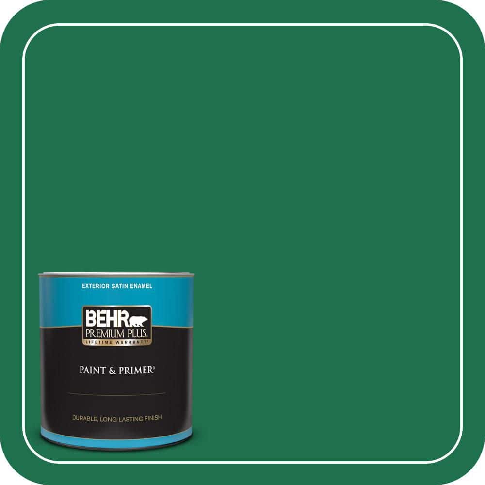 BEHR PREMIUM PLUS 1 qt. #470B-7 Climbing Ivy Satin Enamel Exterior Paint & Primer