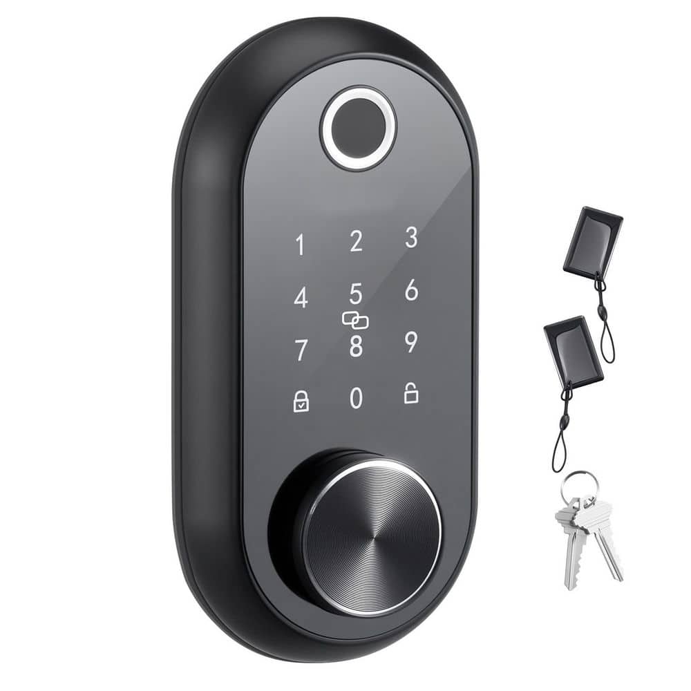 SKYSHALO Fingerprint Door Lock, Matte Black, Electronic Biometric Deadbolt with Touchscreen, Auto Locking, One-Time Code