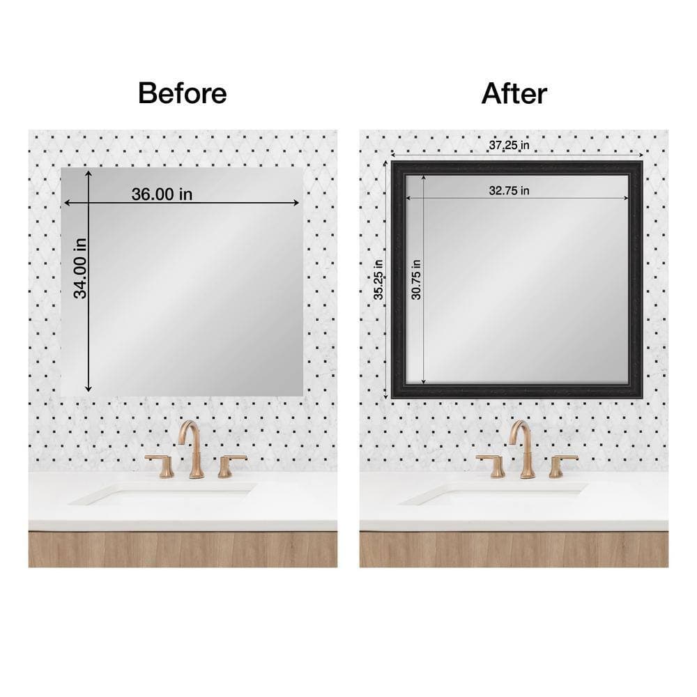 Amanti Art Mirror Makeover Shipwreck Black Narrow 35.25 in. W x 37.25 in. H Bathroom Mirror Frame Border Kit-Fits a 34 x 36 mirror (2)