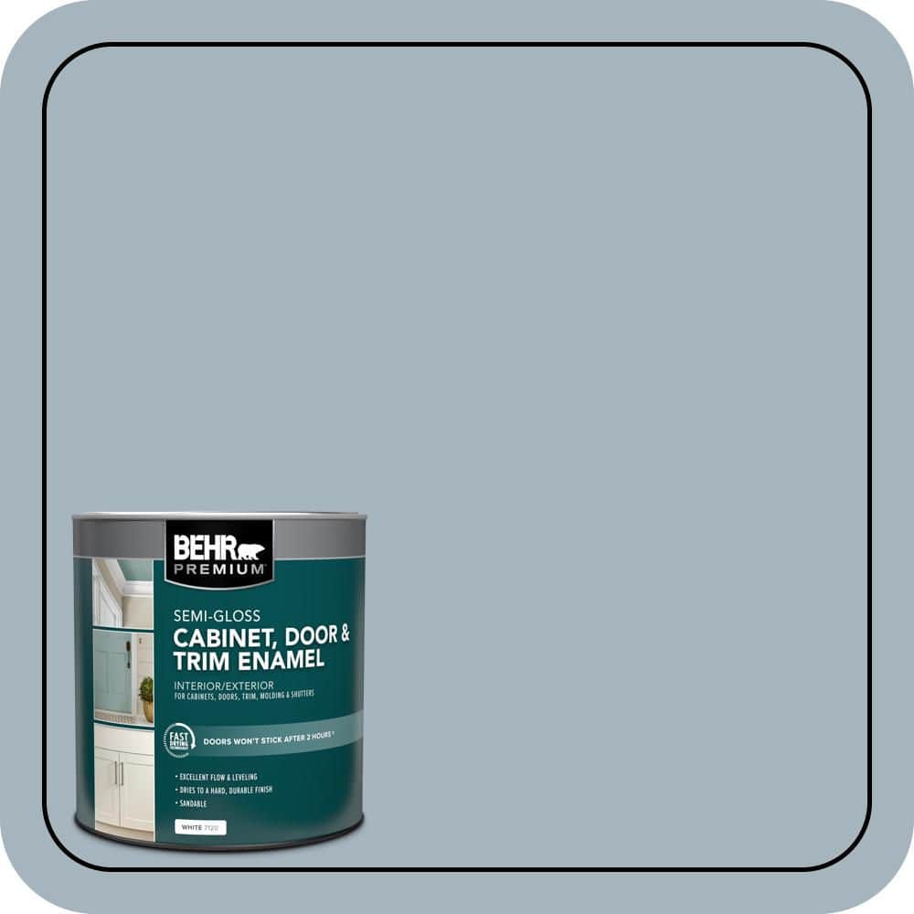 BEHR PREMIUM 1 qt. #N480-3 Shadow Blue Semi-Gloss Enamel Interior/Exterior Cabinet, Door & Trim Paint