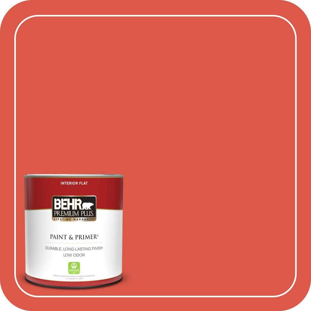 BEHR PREMIUM PLUS #180B-6 Fiery Red Flat Low Odor & Primer (1)