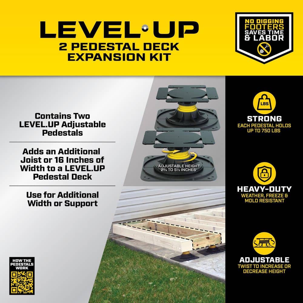 Bison Innovative Products Level.Up Adjustable Deck Pedestal Joist Support Expansion Kit (2-Pedestal Kit) (2)
