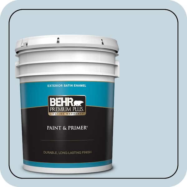 BEHR PREMIUM PLUS 5 gal. #S510-1 Prairie Sky Satin Enamel Exterior Paint & Primer (2)