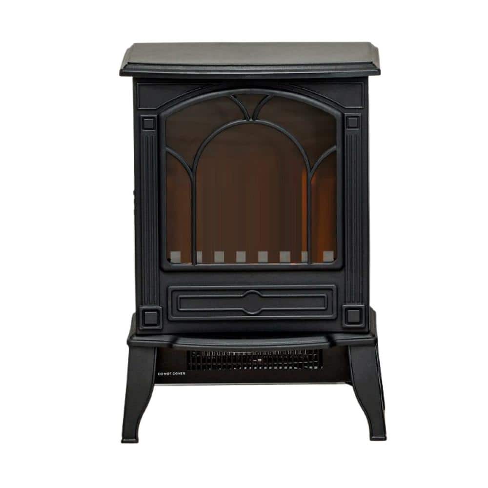 Ahfiwaso 15.25 in. x 22.25 in. Freestanding Electric Fireplace Heater Heater with Realistic Flame, Overheating Protection, Black