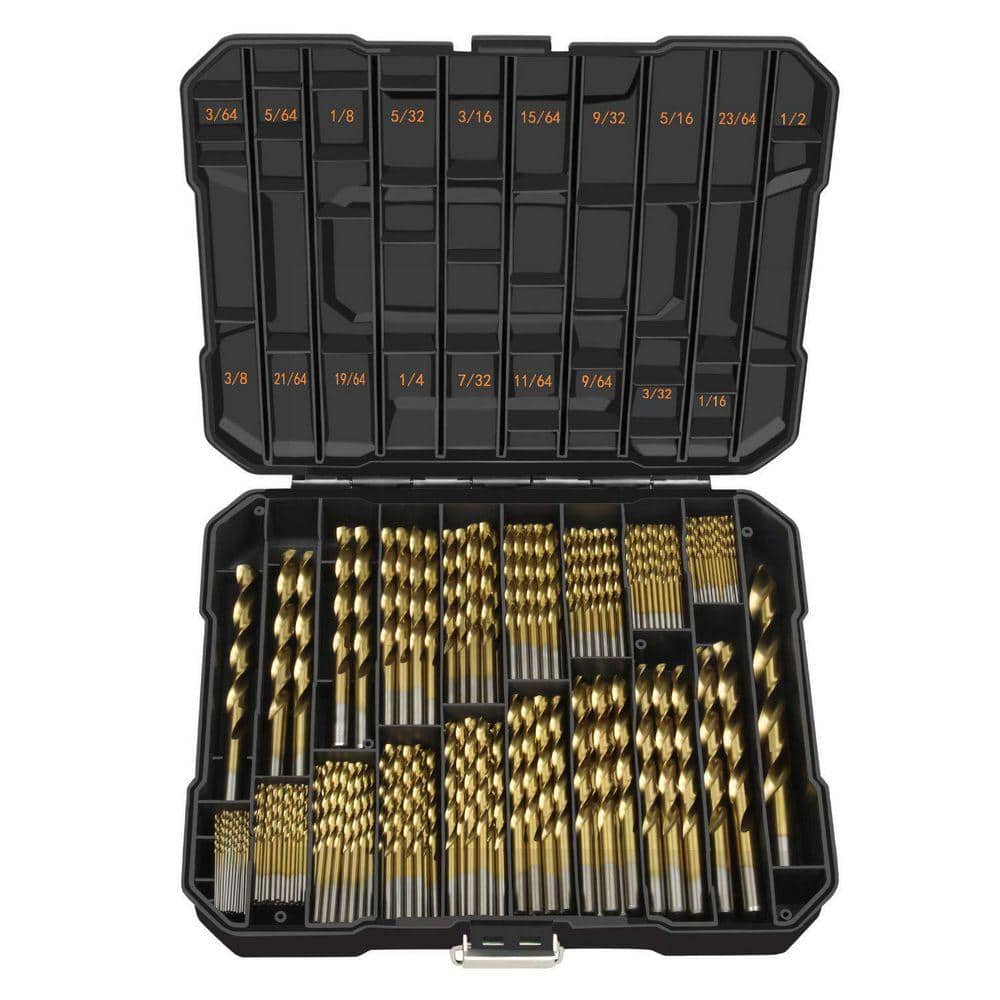 Angel Sar 230-Pieces Coated HSS Conventional 118 Deg Tip from 3/64 inch to 1/2 Inch, Titanium Drill Bit Kit Set for Metal Concrete (1)