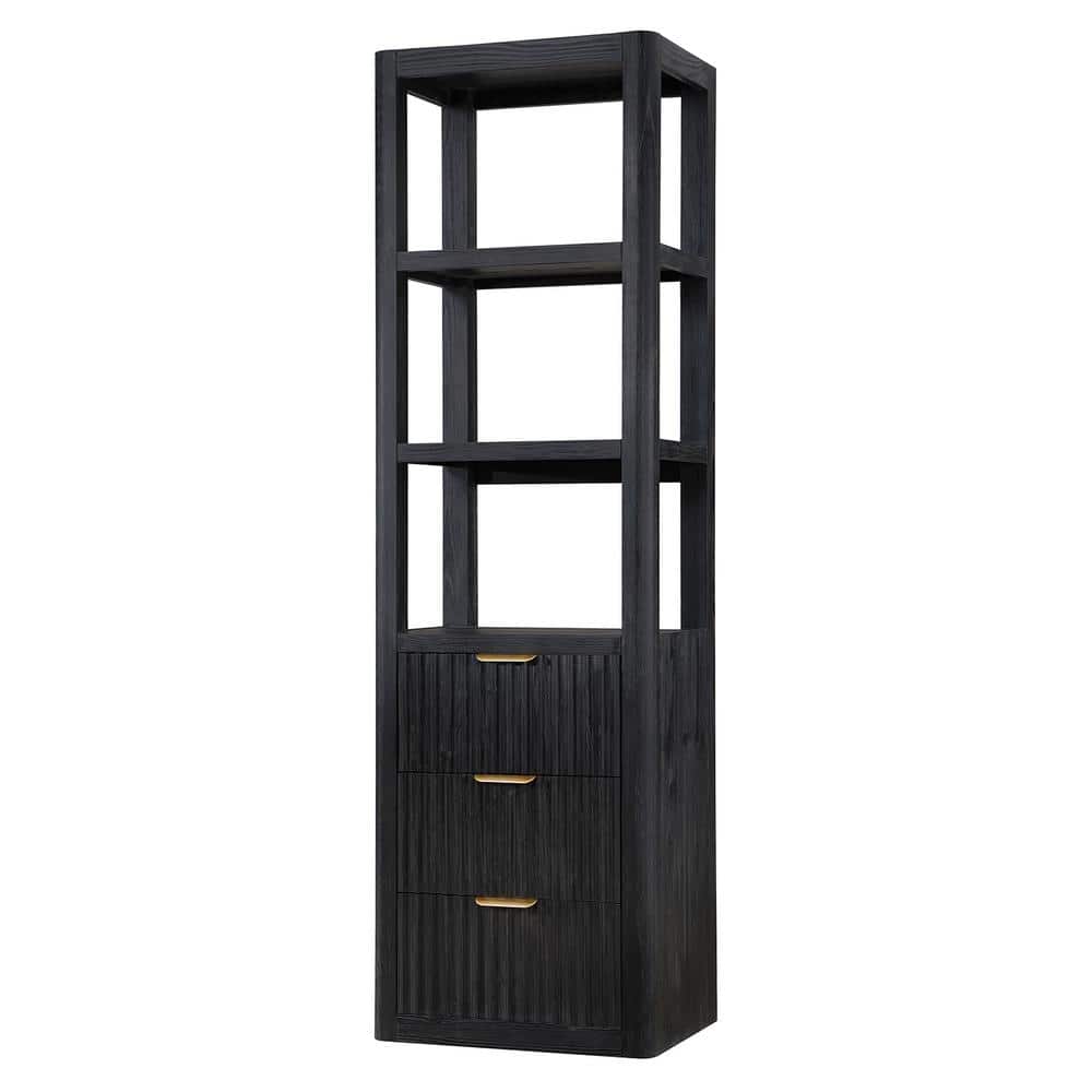 ROSWELL Cádiz 21.7 in. W 15.7 in. D 71.9 in. H Floor Black Linen Cabinet for Bathroom, Kitchen and Living Room (2)