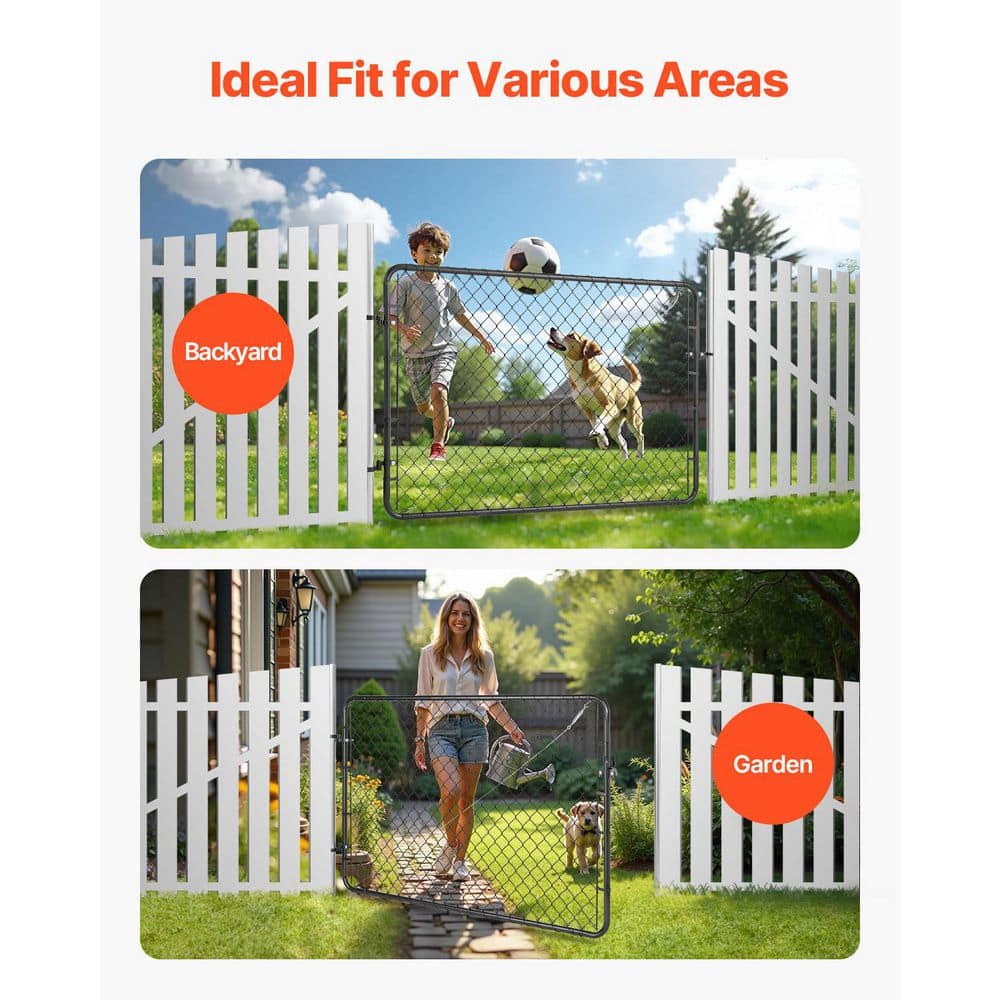 SKYSHALO Chain Link Fence Gate 72 x 48 in. Adjustable Metal Chain Link Fence Panel Fit 2.2-6 ft. (W) x 6 ft. (H) Gate (2)