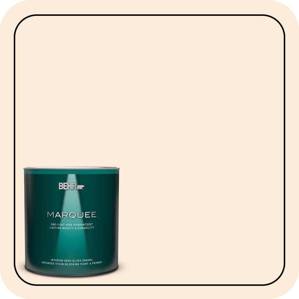 BEHR MARQUEE 1 qt. #OR-W01 White Blush Semi-Gloss Enamel Interior Paint & Primer