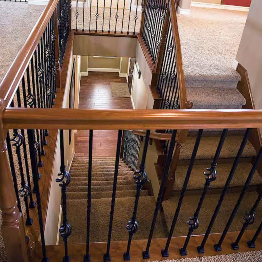 EVERMARK Stair Parts 44 in. x 1/2 in. Matte Black Single Twist Iron Baluster for Stair Remodel (3)