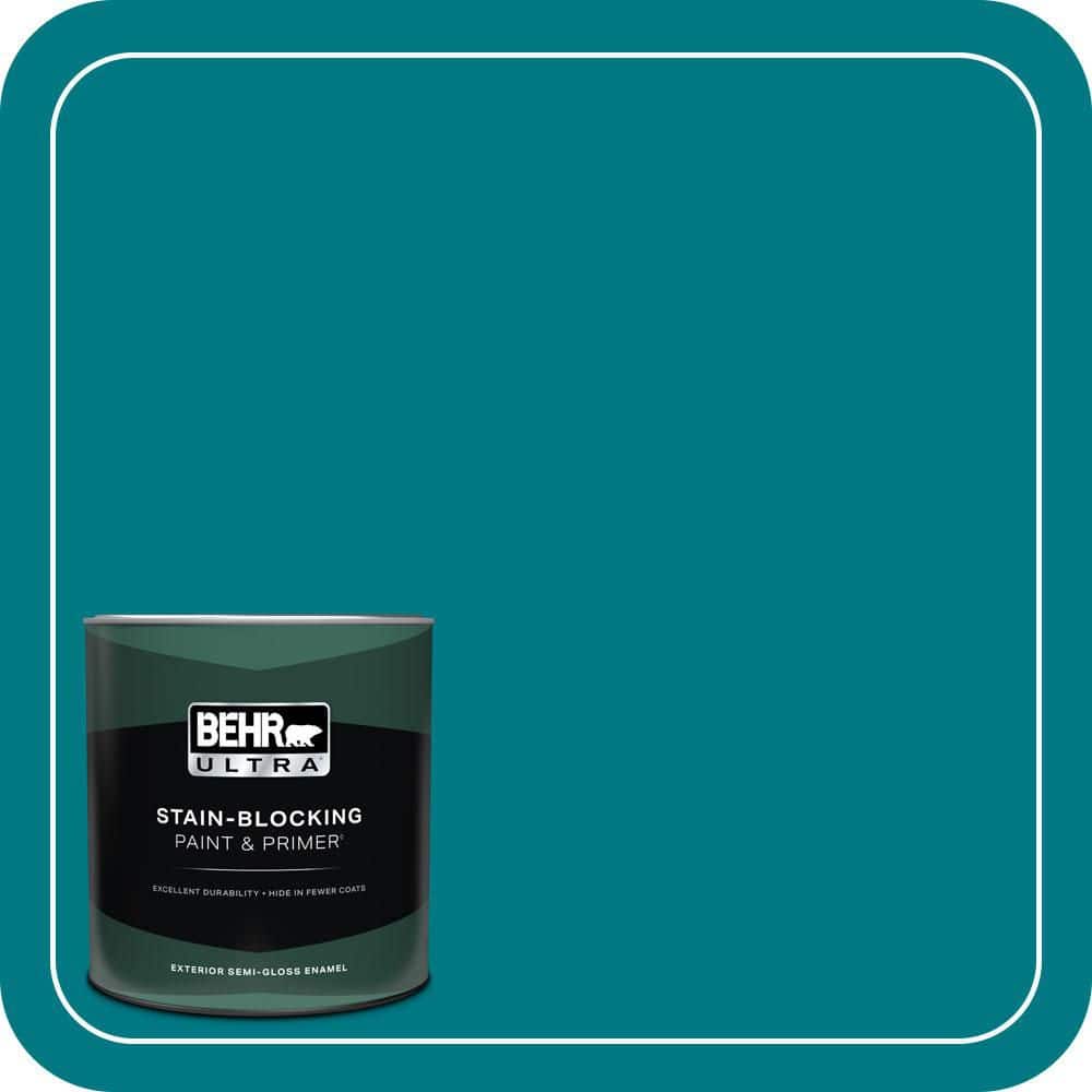 BEHR ULTRA 1 qt. #P470-7 The Real Teal Semi-Gloss Enamel Exterior Paint & Primer