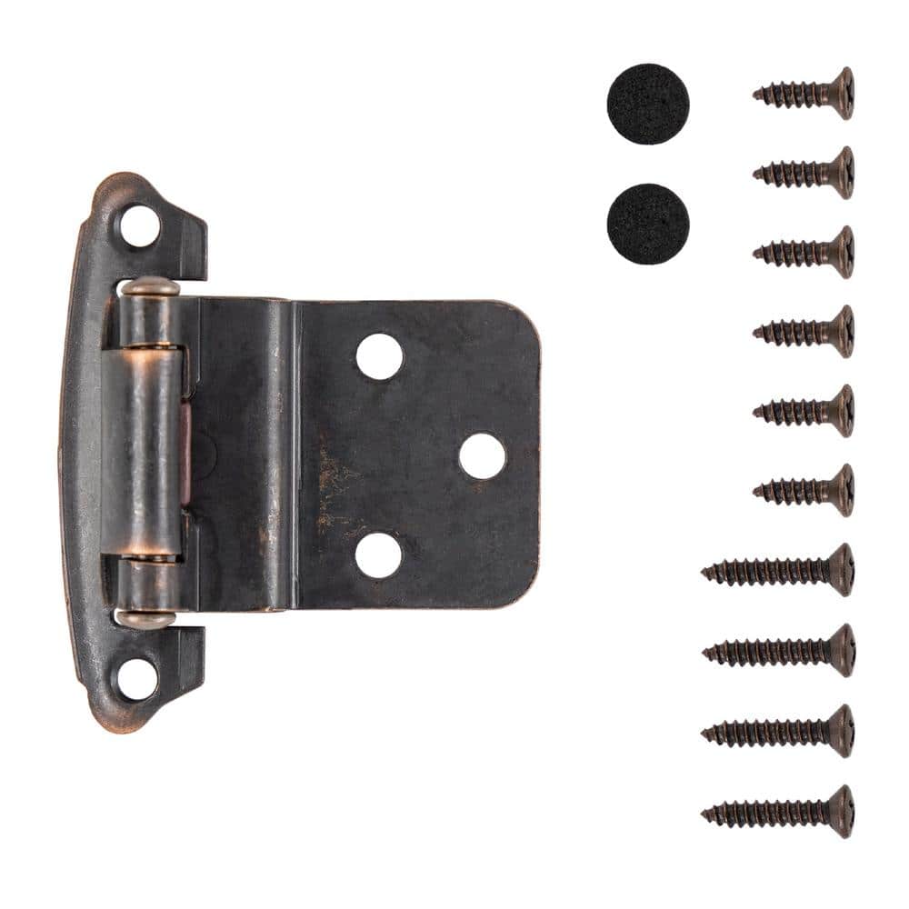 HICKORY HARDWARE Surface Self-Close Var. Overlay 3/8in. Inset 170°Opening FaceFrame Oil-Rubbed Bronze Highlighted Cabinet Hinges (1-Pair) (2)
