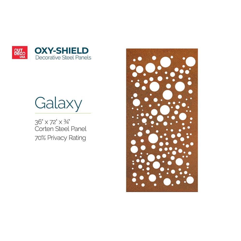 OUTDECO Galaxy 3 ft. x 6 ft. Oxy-Shield Weathered Steel Decorative Screen Panel in Rust with 6-Screws (2)