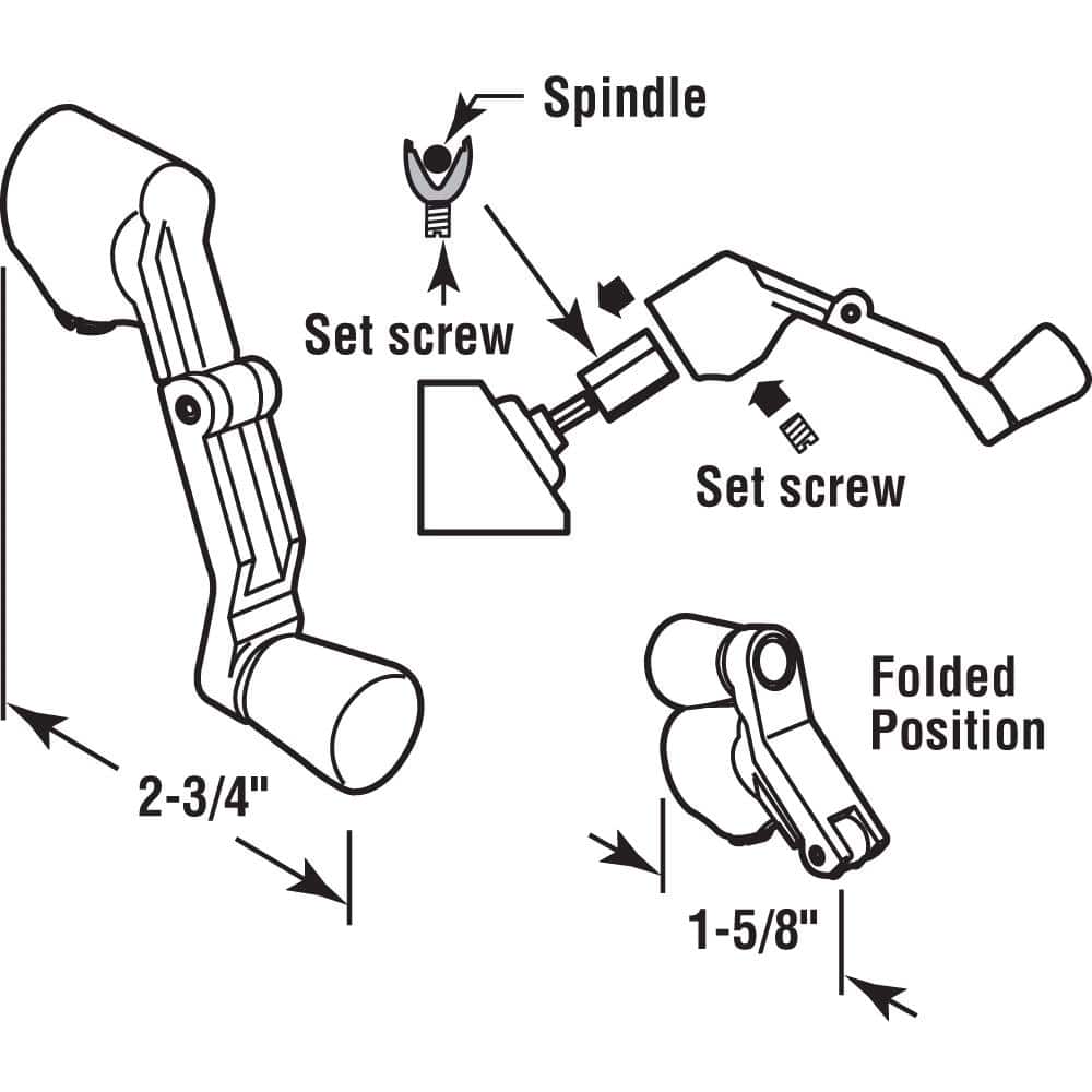 Prime-Line Casement Folding Crank Handle, 2-3/4 in W, Die Cast Zinc, Bronze (2)