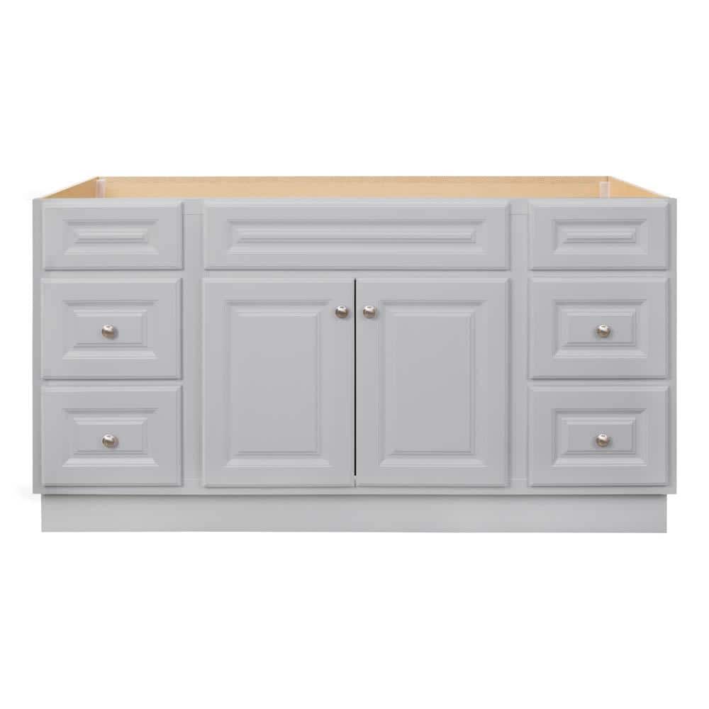 Glacier Bay Hampton 60 in. W x 21 in. D x 33.5 in. H Bath Vanity Cabinet without Top in Dove Gray (1)