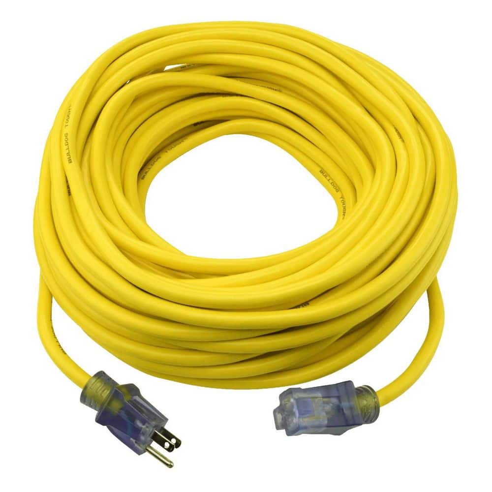 Unbranded 100 ft. 12/3 SJTOW Outdoor Oil Resistant Extension Cord with Power Indicator Light, Yellow
