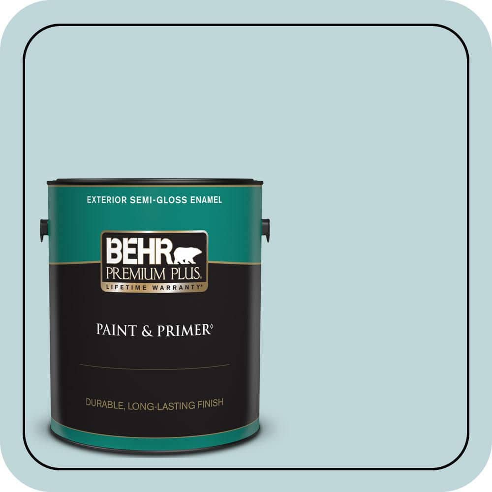 BEHR PREMIUM PLUS 1 gal. #S450-2 Wind Speed Semi-Gloss Enamel Exterior Paint & Primer (1)