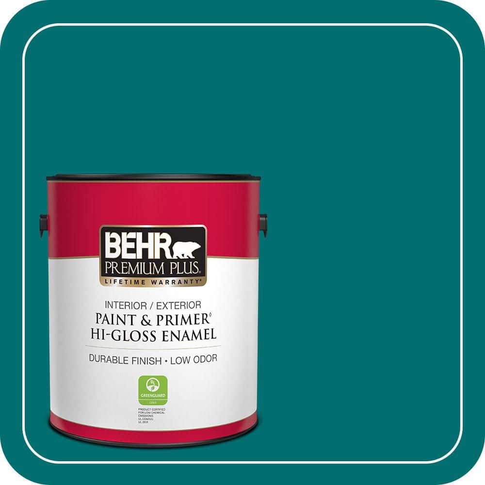 BEHR PREMIUM PLUS 1 gal. #P460-7 Caribbean Current Hi-Gloss Enamel Interior/Exterior Paint & Primer (1)
