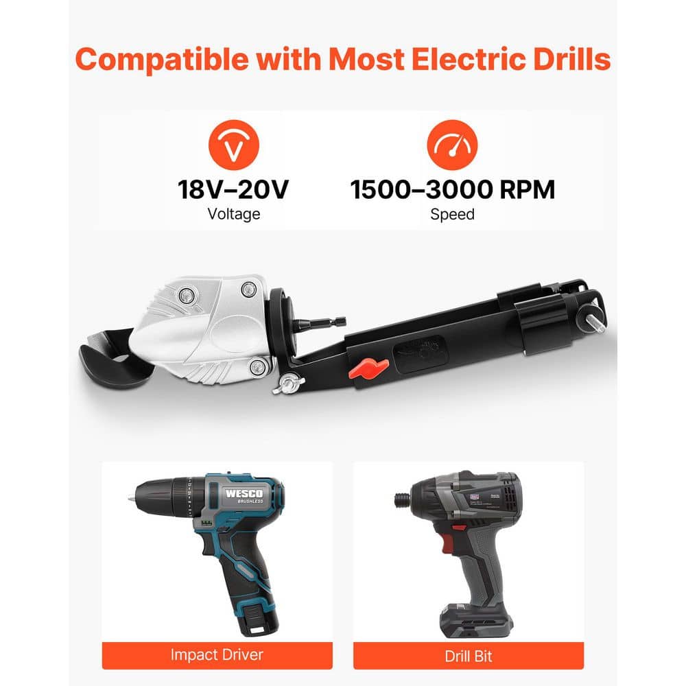 SKYSHALO Metal Shear/Cutter Drill Attachment, 360° Pivoting Head, Cuts 18GA Steel, 20GA Stainless, Aluminum, Plastic, Cardboard (3)