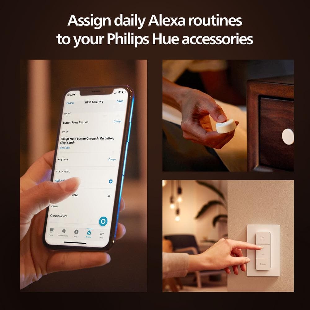 Philips Hue Smart Dimmer Switch for Hue Lights, White, Works with Alexa and Google Assistant (1-Pack) (2)