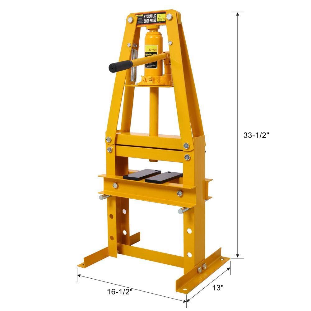 Tatayosi 6-Ton Benchtop Hydraulic A-Frame Garage Floor Adjustable Shop Press with Press Plates, Yellow (2)