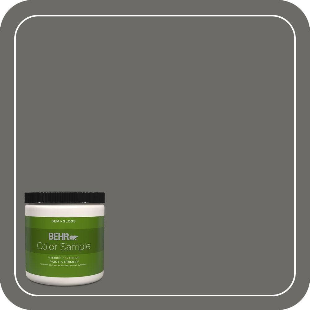 BEHR PREMIUM PLUS 8 oz. #PPU18-18 Mined Coal Semi-Gloss Interior/Exterior Paint & Primer Color Sample