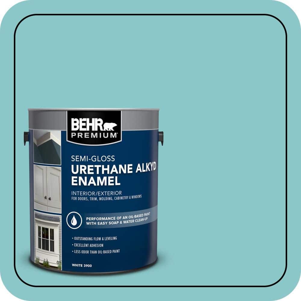 BEHR PREMIUM 1 gal. #510D-4 Embellished Blue Urethane Alkyd Semi-Gloss Enamel Interior/Exterior Paint (1)
