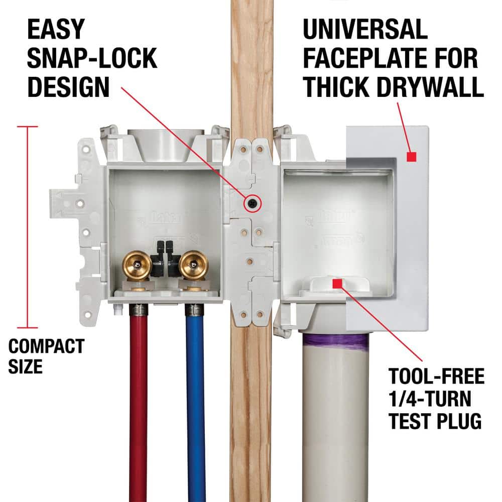 Oatey Moda 1/2 in. Copper Sweat x 3/4 in. MHT Washing Machine Valves with Plastic Outlet Box with 1/4 Turn Valves (3)