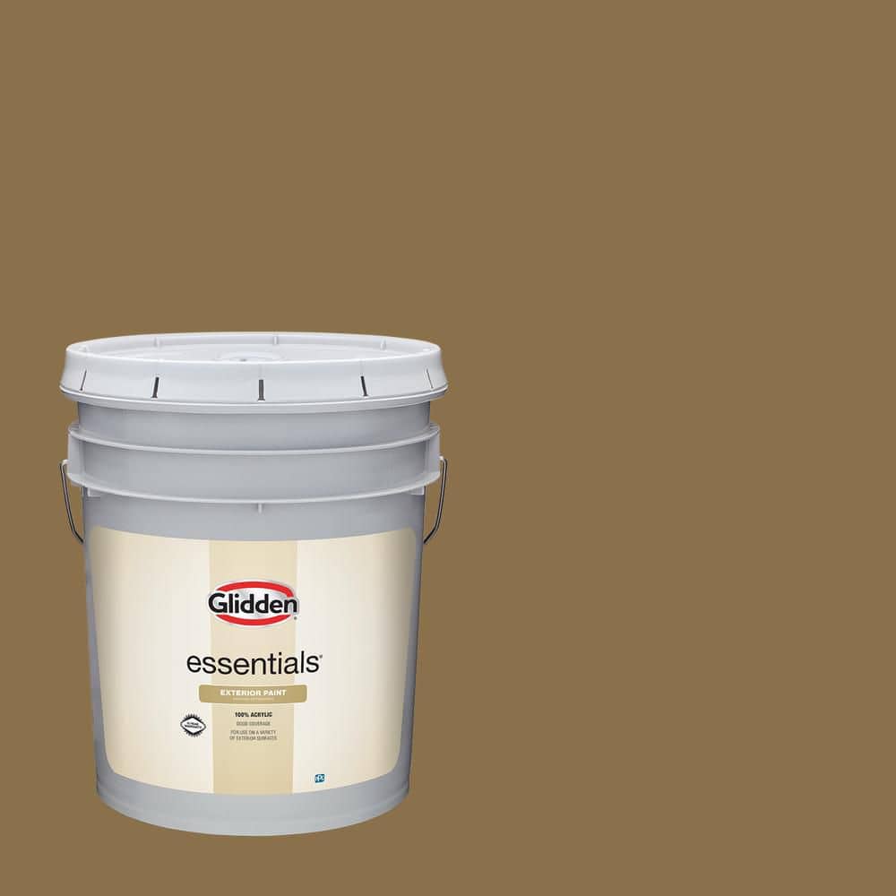 Glidden Essentials 5 gal. PPG1094-7 Molasses Cookie Flat/Matte Exterior Paint
