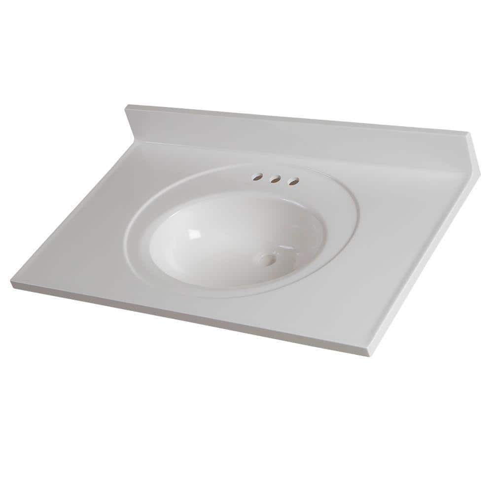 Glacier Bay Newport 37 in. W 22 in. D Cultured Marble Round Single Sink Vanity Top (3)