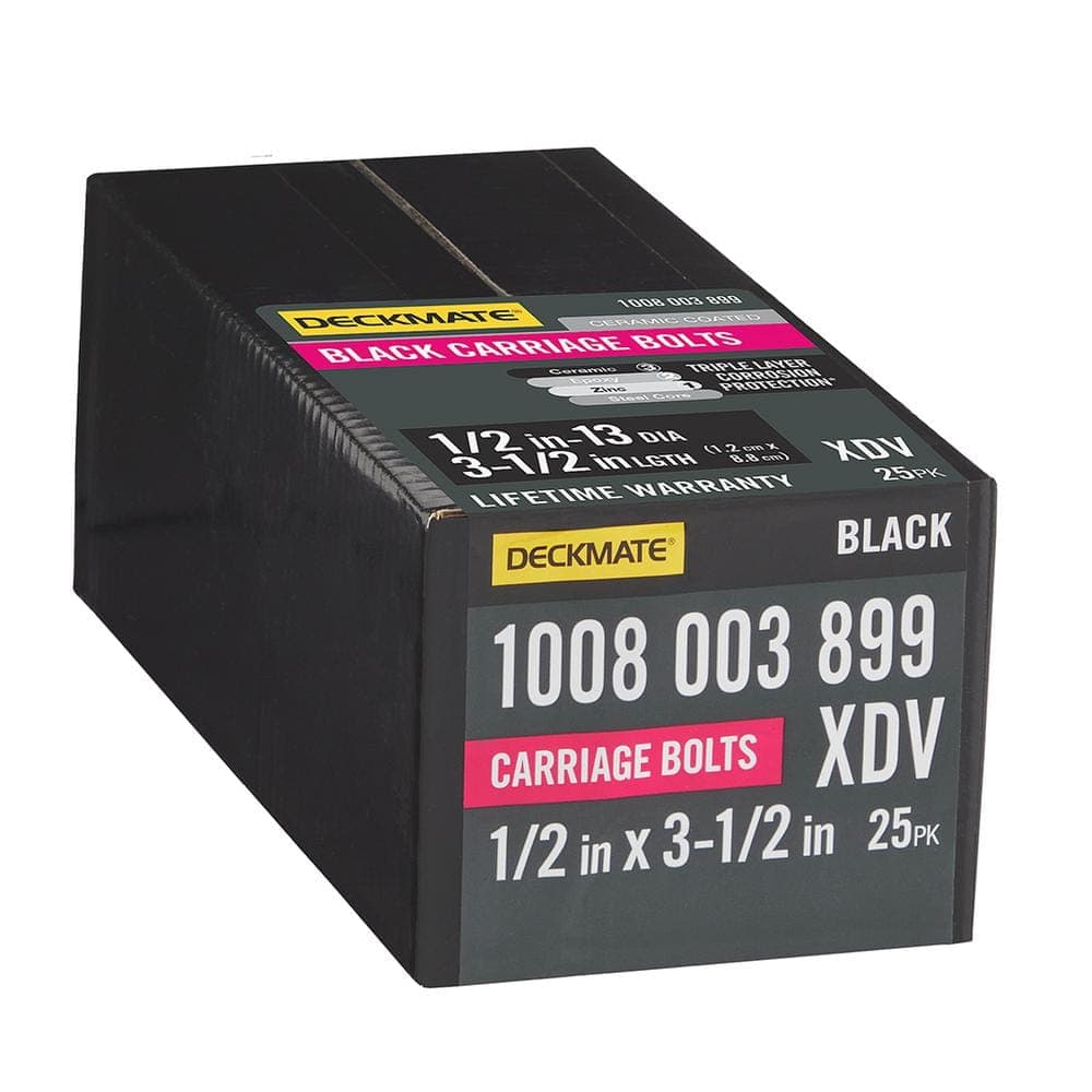 DECKMATE 1/2" x 3-1/2" BLACK CARRIAGE BOLT 25 PC