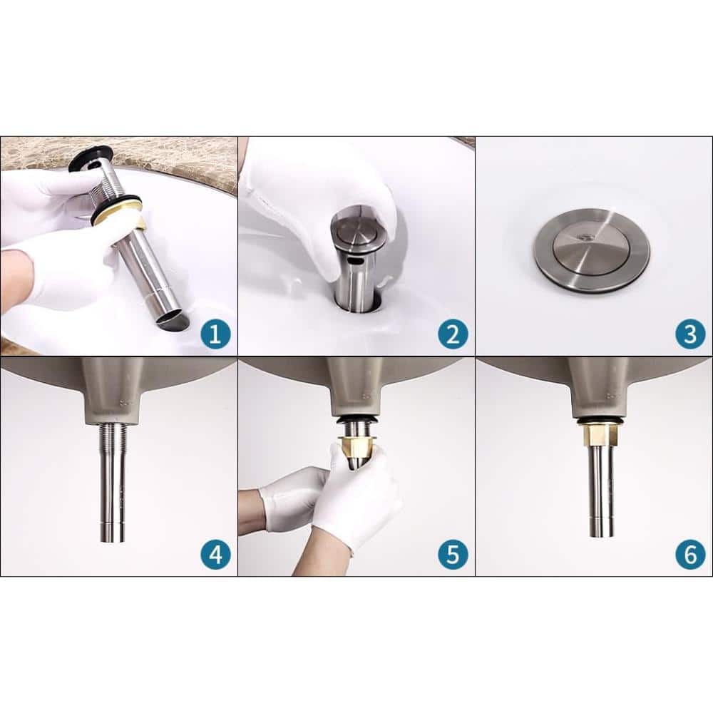 GELE Pop-Up Drain Stainless Steel with Overflow Anti-Clogging for Vessel Sink Lavatory Vanity Sink Drain Silver Color (3)
