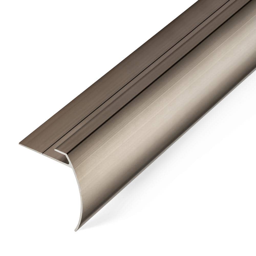 TrimMaster Satin Nickel 8mm x 36in Aluminum Stair Nosing Floor Transition Strip
